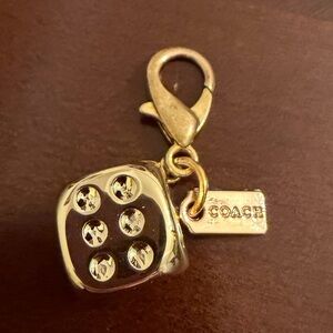 Coach Gold Dice Charm Clip-On Charm with Crystal Dots